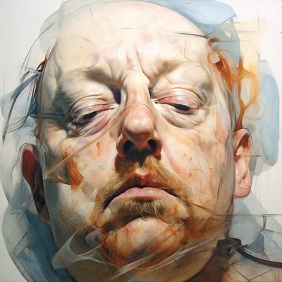 Painting portrait by Jenny Saville. fred flinstrone