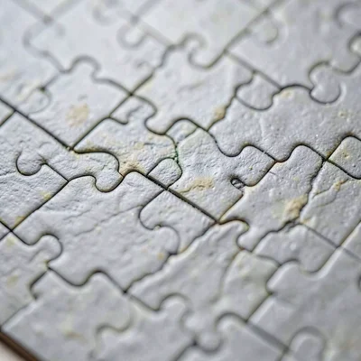 Surface macro of a half-completed puzzle showing seam pattern across the assembl