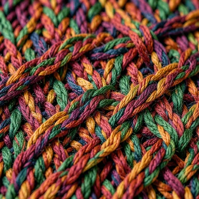 Knit texture of Christmas sweater, cable pattern, chunky yarn detail
