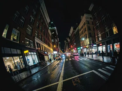 Night city intersection tilted