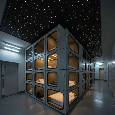 Fiber-Optic Constellation Ceiling Inside Pod