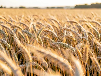 Wheat swaying motion blur showing wind direction