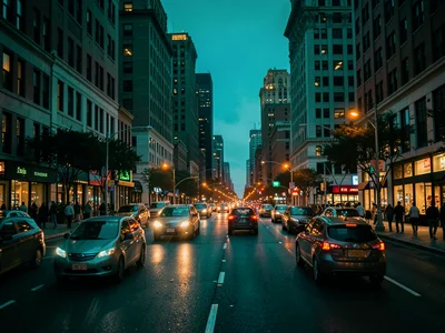 City traffic at blue hour