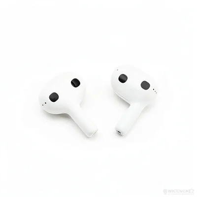 Wireless earbuds on pure white