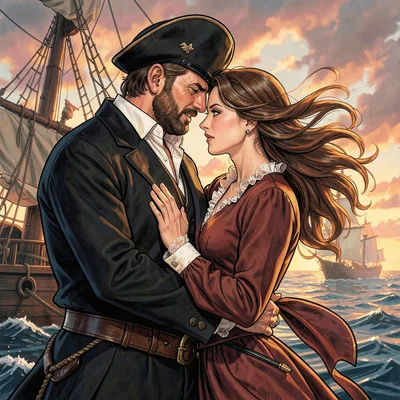 A pirate captain and captive lady