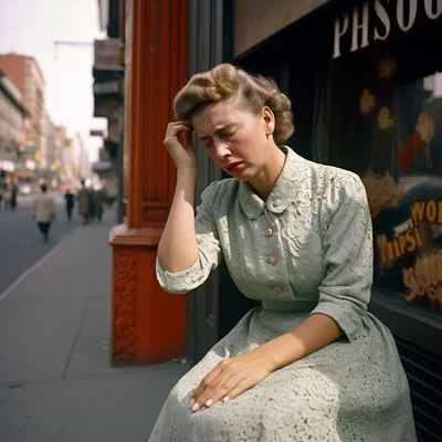 Vivian Maier color photo of a sad scene. color street