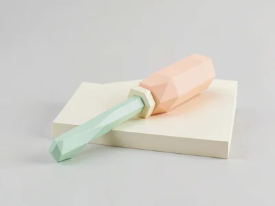 Phillips mint-green lowpoly screwdriver with a chunky peach handle and a faceted