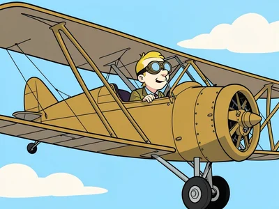 Vintage biplane pilot