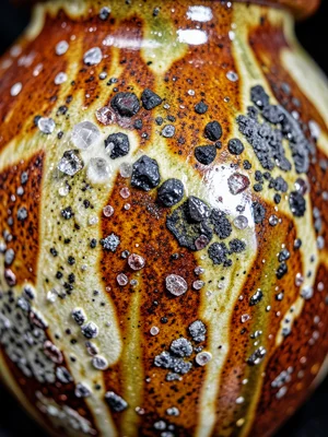 Single vessel with glaze flowing through full spectrum, kiln magic