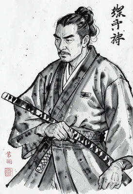 Samurai contemplation sumi-e