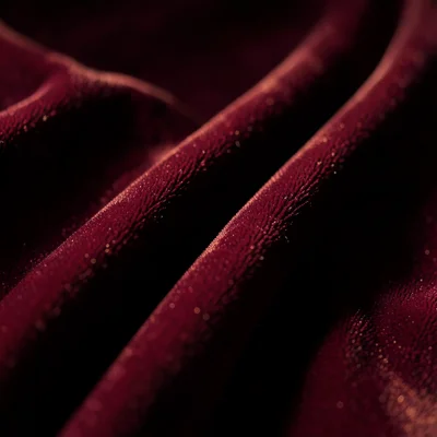Velvet fabric in deep burgundy, light catching the nap direction