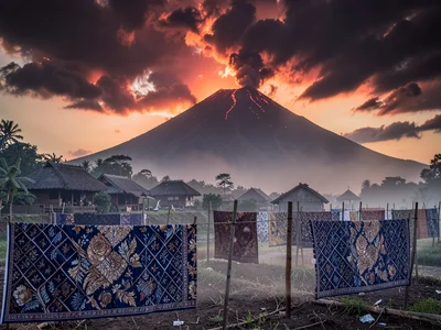 Volcanic ash on batik drying lines