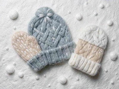 Winter mittens and hat