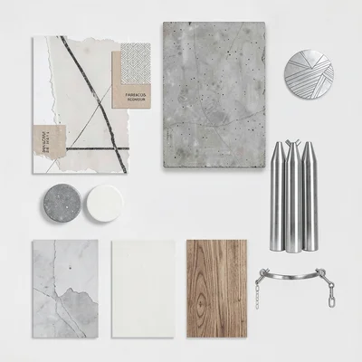 Minimalist white concrete silver