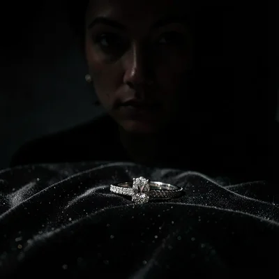Jewelry on black velvet, directional light