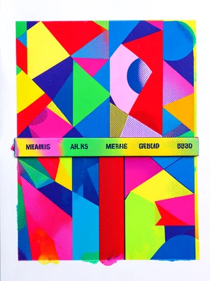 A stack of three books seen from the spine — titles are abstract geometric shape