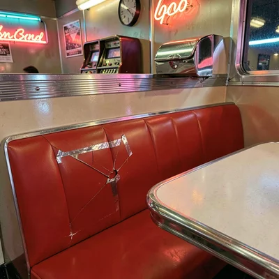 Worn Red Vinyl Booth