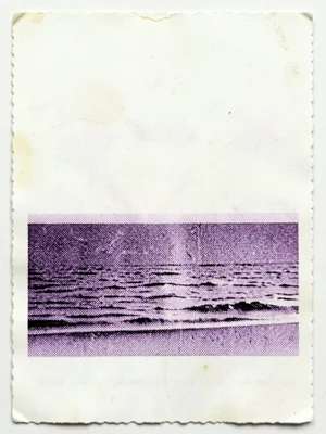 An ocean horizon line on receipt paper, the gradient achieved through thermal do