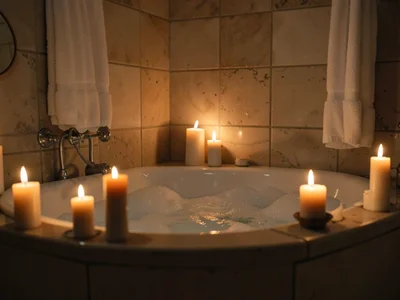 Bath scene with candles