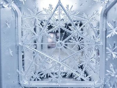 Crystal garden growing on freezer interior surface