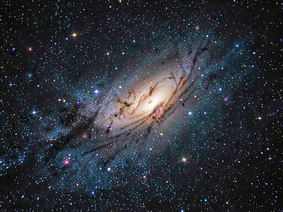 Interacting galaxy pair showing tidal tails