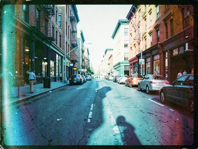 City street with cyan shadow shift