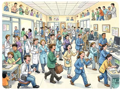 Busy hospital scene