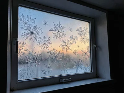 Dawn color through frosted window
