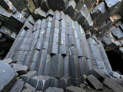 Cave interior formed by columnar basalt