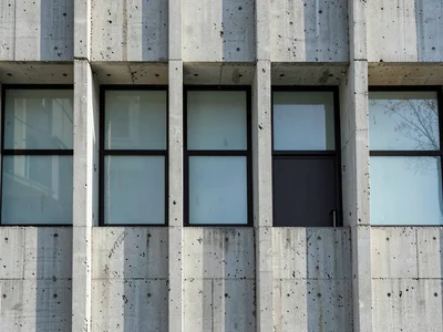 Brutalist concrete panel rhythm