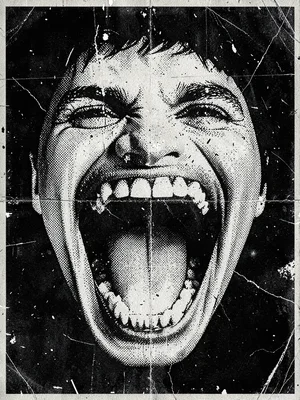 Grunge nineties screaming mouth