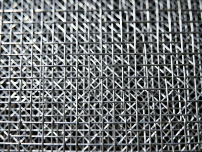 Stainless steel wire cloth macro, plain weave of fine gauge wire creating precis