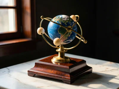 Brass Orrery Earth-Moon-Sun Model