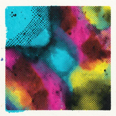 Print magnified showing paper fiber absorbing ink, halftone dot edges feathered 