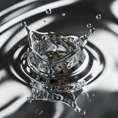 Chrome surface extreme closeup, micro-texture visible in liquid metal, molecular