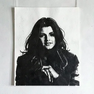 Screenprint course poster of an edit-suite silhouette, two-color ink, painterly 
