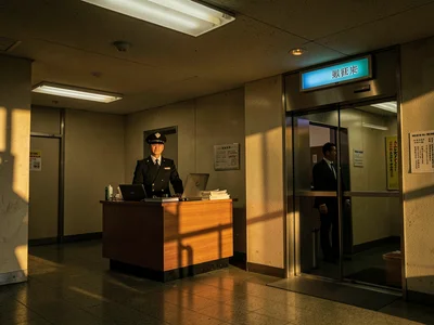 Office building lobby at night
