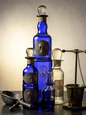 Skull Embossed Poison Bottle Ascending