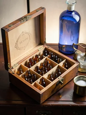 Apothecary Medicine Chest Open Vials