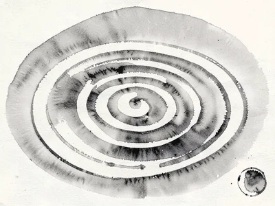 Water surface with one ripple expanding