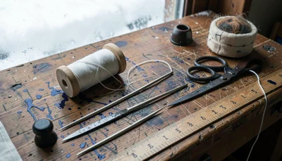 Documentary-style photograph, intimate and close, northern Japanese textile work