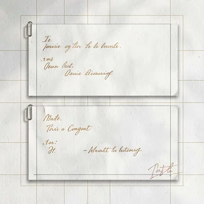Grid layout sidebar of two stacked process panels with paperclip shadows, warm p