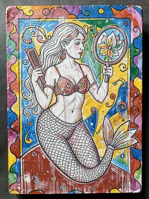 Sgraffito mermaid figure