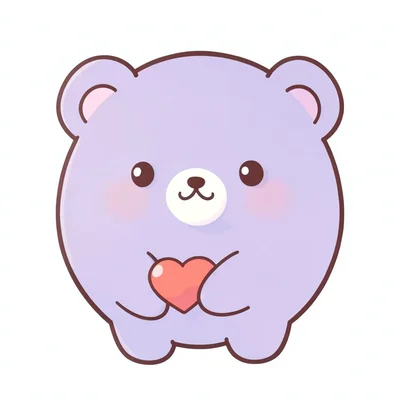 Kawaii lavender bear with heart