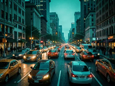 City traffic at blue hour