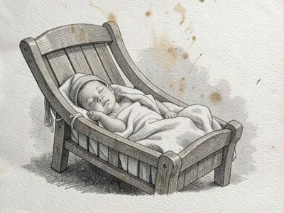 Sleeping infant in cradle