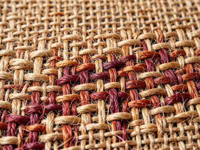Burlap hessian weave, coarse jute fibers in loose plain weave, gaps visible betw