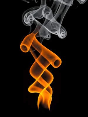 Campfire smoke smell visualized as orange and grey ascending ribbons