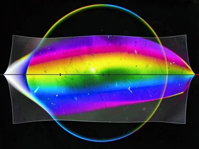Stretched film showing stress birefringence