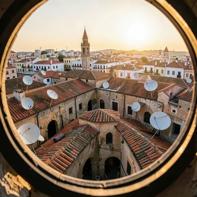 Through the Fes tannery eye, leather and dye craft, Sunrise over Fes rooftops, t